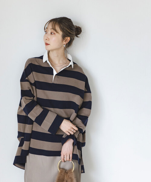 COG THE BIG SMOKE ラガーシャツ ブラウン/ネイビー COG THE BIG SMOKE ラガーシャツ ブラウン/ネイビー COG THE BIG SMOKE