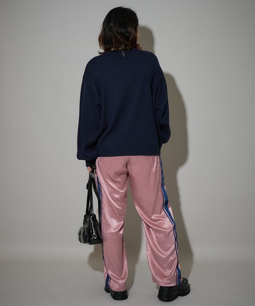 PUBLUX パンツ PUBLUX/パブリュクス ライン入サテンパンツ 限定