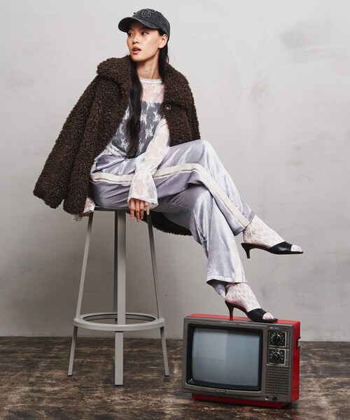 PUBLUX パンツ PUBLUX/パブリュクス ライン入サテンパンツ 限定