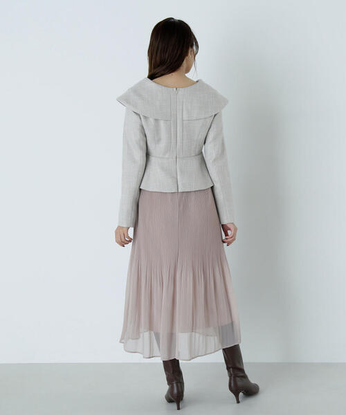 NATURAL BEAUTY BASIC ワンピース ツイードドッキングプリーツ 