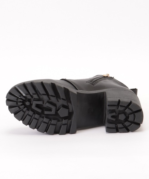 黒 レザー バックル付きブーツ shoes365 ブーツ 「shoes365」バックル付き 革ブーツ レディース