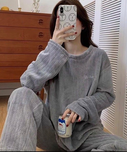 Asterellivi パジャマ ルームウェア あったか ふわふわ リブ