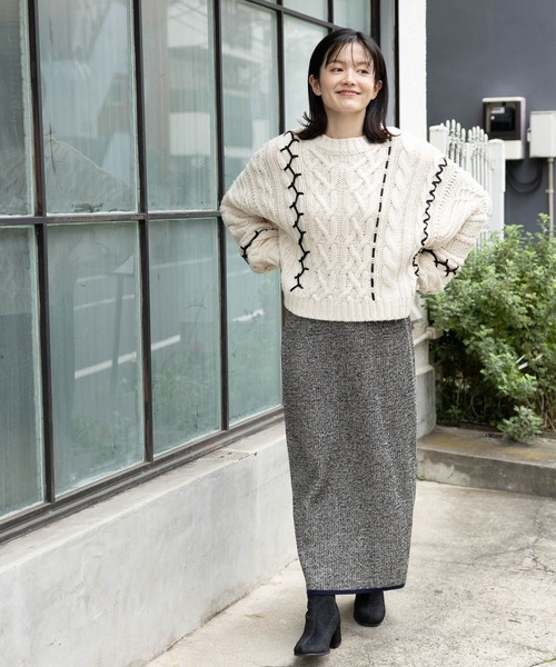 niko and…（ニコアンド） ニット セーター ケーブルステッチニットプル