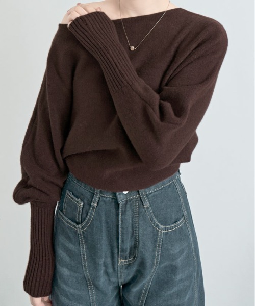 ニット セーター 1枚で印象チェンジ、着回し自在。オフショルダー