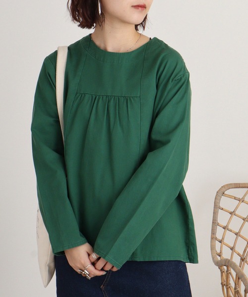 ブラウス シャツ EMAGO リーフ刺繍切替えブラウス レディース Emago ブラウス シャツ EMAGO リーフ刺繍切替えブラウス