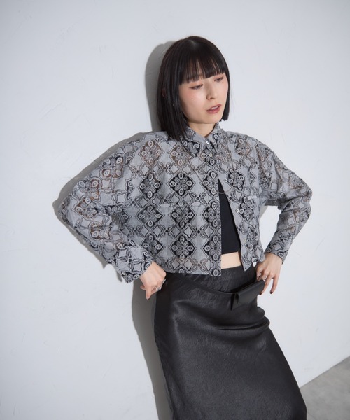 ブラウス シャツ レースクロップドブラウス レディース N.Natural Beauty Basic ブラウス シャツ クロップドレース