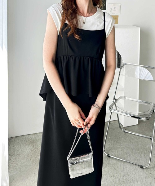 ワンピース 「新色追加/S-XL展開」　1枚で旬スタイルが完成！細見えペプラムキャミワンピース | GeeRA | 10