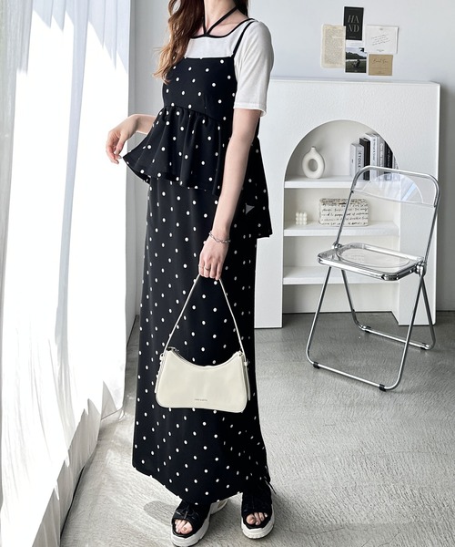 ワンピース 「新色追加/S-XL展開」　1枚で旬スタイルが完成！細見えペプラムキャミワンピース | GeeRA | 24