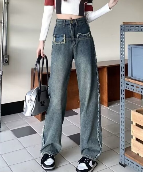 EAT*日本未*ウォッシュド/スクラッチ ワイドレッグデニムパンツ EAT*日本未入荷*ウォッシュド ワイドレッグ デニムパンツ