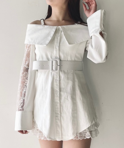 【人気沸騰】 NOMAE ZOZOTOWN : デニムオフショルシャツチュニック ワンピース トップス