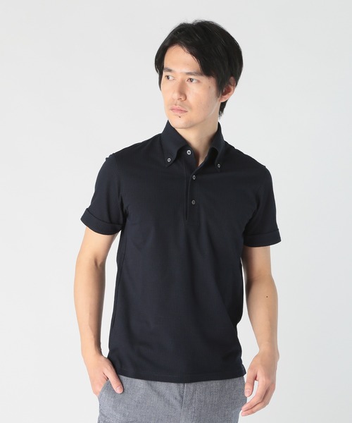 【超美品】ハチヤーズ　ジャガード立体ポロシャツ CROWDED CLOSET（クラウデッドクローゼット） ポロシャツ 半袖 千鳥柄