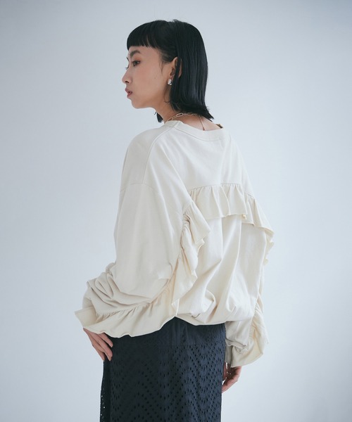 未使用タグ付き ROSEBUDスウェット ワンピース フリルトップス ROSE BUD tシャツ バックフリルカットソー レディース