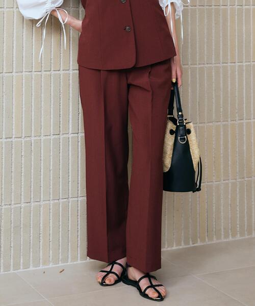 THE SHOP TK パンツ 「XS-XLサイズ」麻調ワイドパンツ/洗濯機OK/from