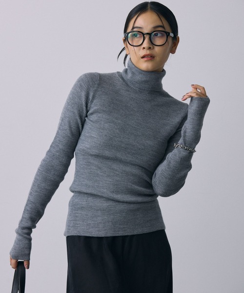 「BABYLONE」 タートルネックニット フリー グレー レディース_画像3