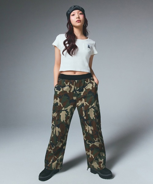 X-girl（エックスガール） パンツ WAIST RIB EASY PANTS レディース