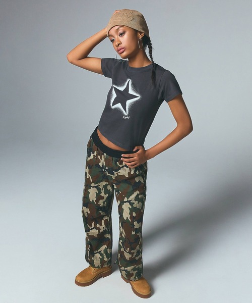 X-girl（エックスガール） パンツ WAIST RIB EASY PANTS レディース