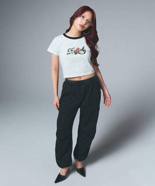 X-girl（エックスガール） パンツ WAIST RIB EASY PANTS レディース