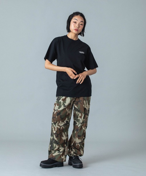 レディース X-girl エックスガール タイガーストライプカモパンツ 軍パン X-girl（エックスガール） パンツ WAIST RIB EASY PANTS レディース
