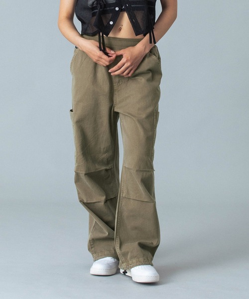 X-girl（エックスガール） パンツ WAIST RIB EASY PANTS レディース