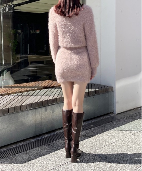 「one way」 ニットワンピース FREE パープル レディース_画像9