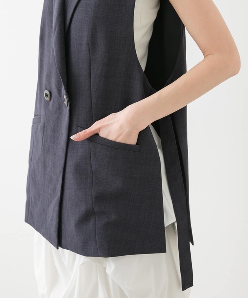 セール☆『UR TECH DRYLUXE』リネンライクサイドベルトジレ UR TECH DRYLUXE』リネンライクサイドベルトジレ[AAA5-27C101