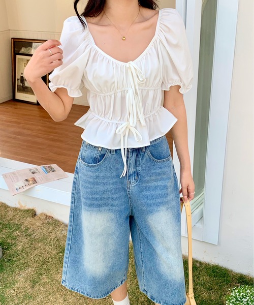 【Gypsophila】Sherbet Blouse パフスリーブ 半袖ブラウス シャツ / ブラウス | gypsohila