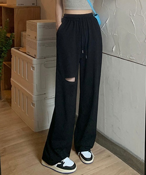 Sally Lunn パンツ ダメージ スウェットイージーパンツ レディース
