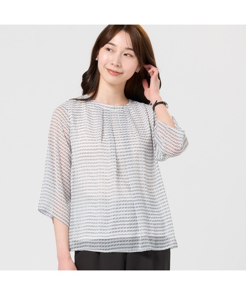 BRICK HOUSE by TOKYO SHIRT ブラウス シャツ 幾何学柄シフォン