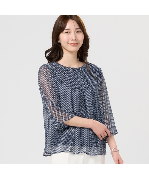 BRICK HOUSE by TOKYO SHIRT ブラウス シャツ 幾何学柄シフォン