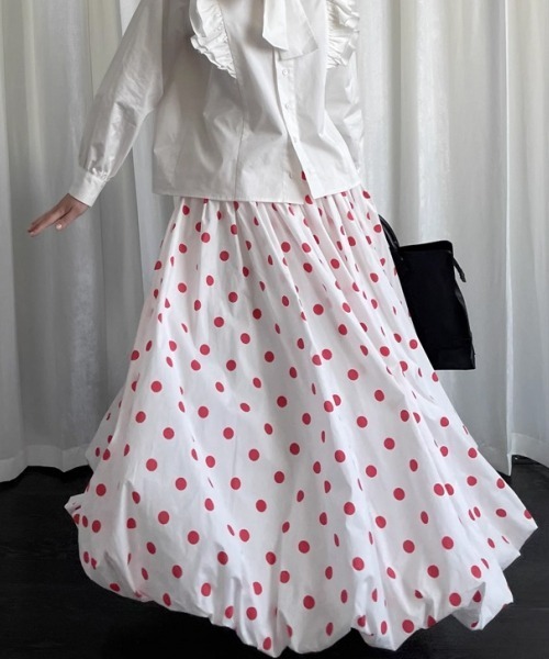 gossip!ロサンゼルス ロング スカート ヴィンテージ風 レッドドット柄