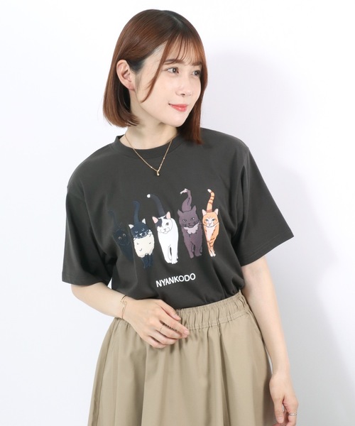 ぷりてにゃんプリントTシャツ tシャツ 神保町にゃんこ堂 猫プリントTシャツ レディース : ZOZOTOWN