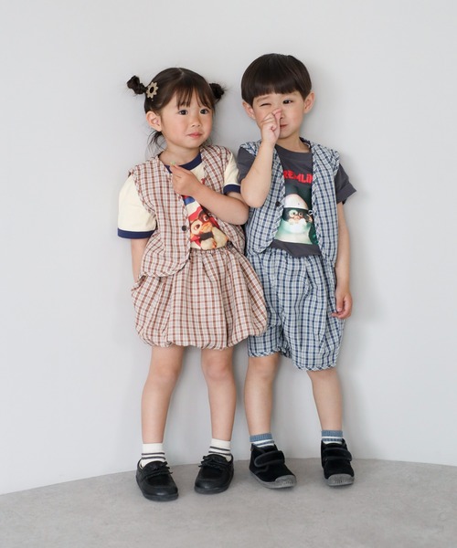ベスト 「3-10才対応」「Better Together」チェック柄ベスト キッズ 子供服 男の子 女の子 | BONJOUR SAGAN enfant | 02