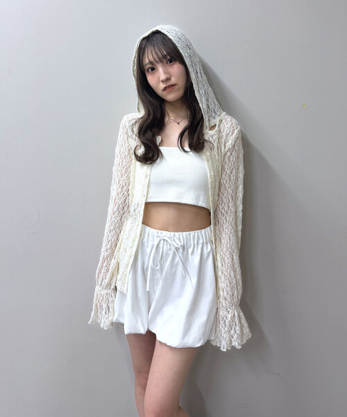 mline レースミニスカート M-LINE tシャツ 「mline」フード付き レースドロスト レディース