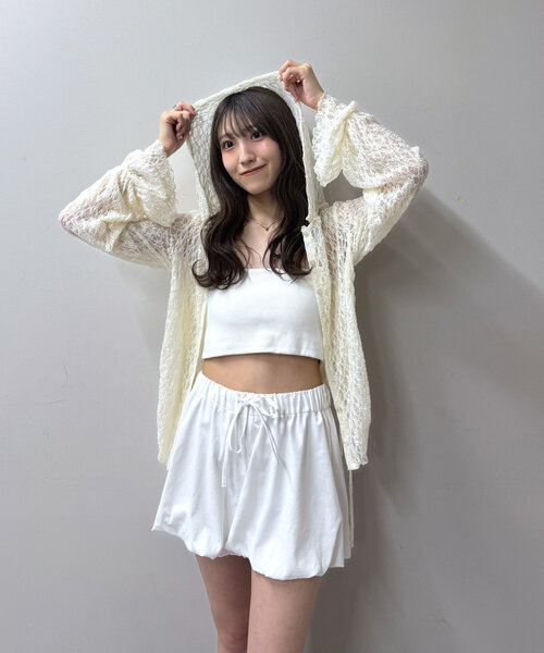 M-LINE tシャツ 「mline」フード付き レースドロスト レディース