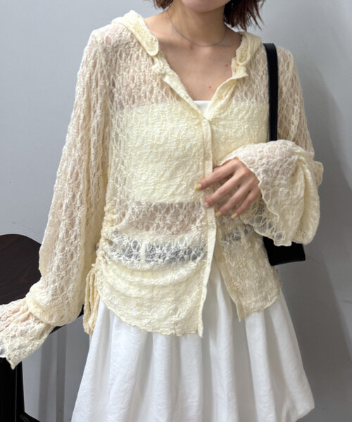 M-LINE tシャツ 「mline」フード付き レースドロスト レディース