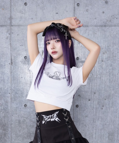 tシャツ DARK ANGEL BEARラインストーンチビTシャツ レディース Amilige tシャツ DARK ANGEL BEARラインストーンチビTシャツ