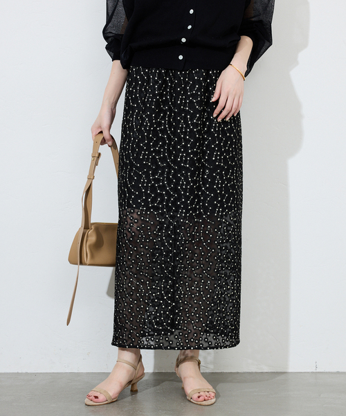 SLOBE IENA スカート シアーフラワー刺しゅうスカート