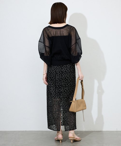 SLOBE IENA スカート シアーフラワー刺しゅうスカート