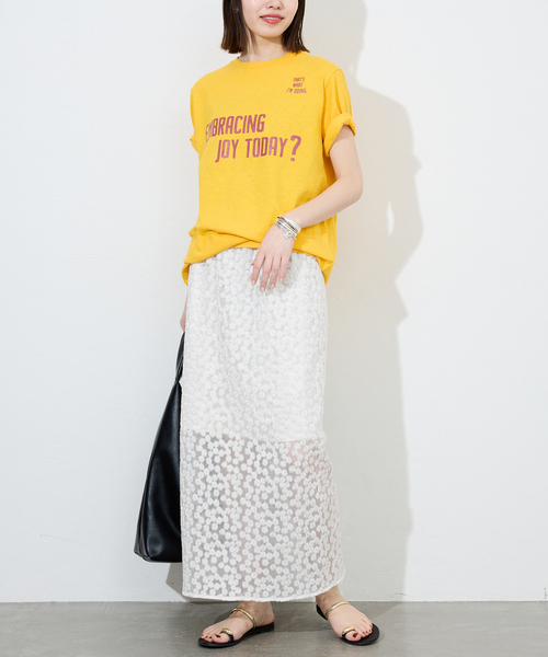 SLOBE IENA スカート シアーフラワー刺しゅうスカート