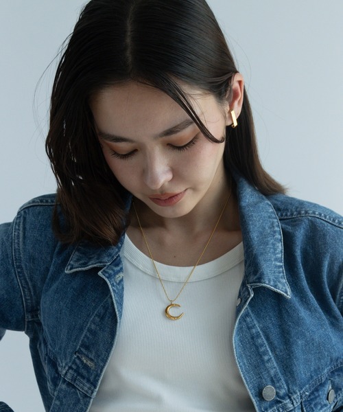 abaskdesign ネックレス 金属アレルギー対応 三日月モチーフ M