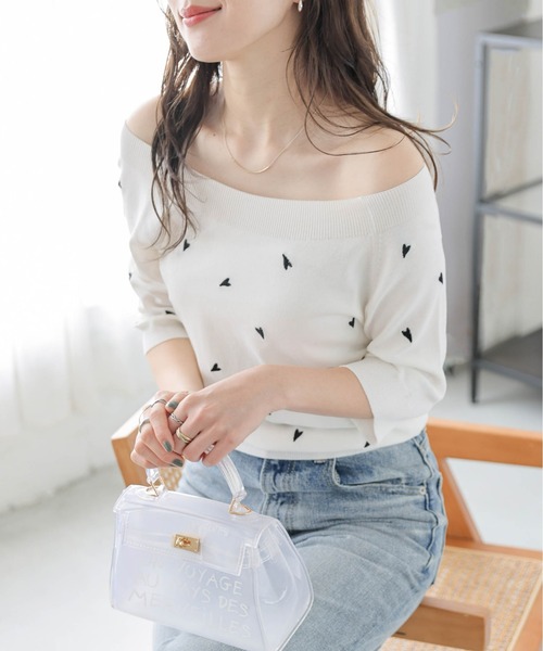 tシャツ 2WAYハート刺繍サマーニットトップス レディース : ZOZOTOWN
