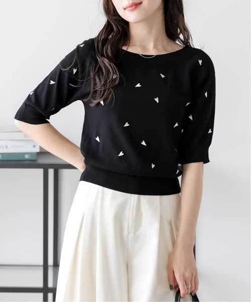 tシャツ 2WAYハート刺繍サマーニットトップス レディース : ZOZOTOWN