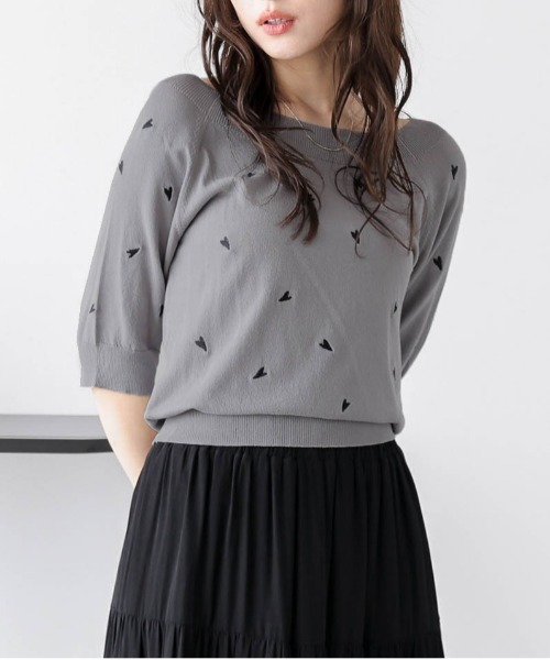 tシャツ 2WAYハート刺繍サマーニットトップス レディース : ZOZOTOWN
