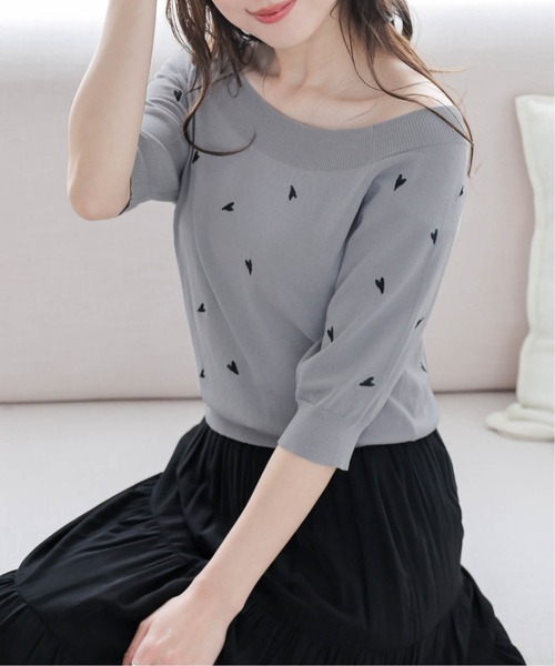 tシャツ 2WAYハート刺繍サマーニットトップス レディース : ZOZOTOWN