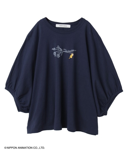 tシャツ SUPER　HAKKA×世界名作劇場　あらいぐまラスカルとフラワー刺繍ドルマンスリーブTシャツ レディース SUPER HAKKA tシャツ SUPER HAKKA×世界名作劇場 あらいぐま