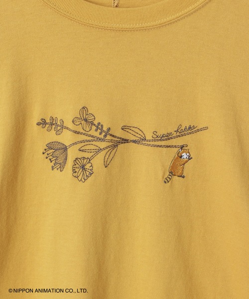 tシャツ SUPER　HAKKA×世界名作劇場　あらいぐまラスカルとフラワー刺繍ドルマンスリーブTシャツ レディース SUPER HAKKA｜SUPER HAKKA×世界名作劇場 あらいぐまラスカルと