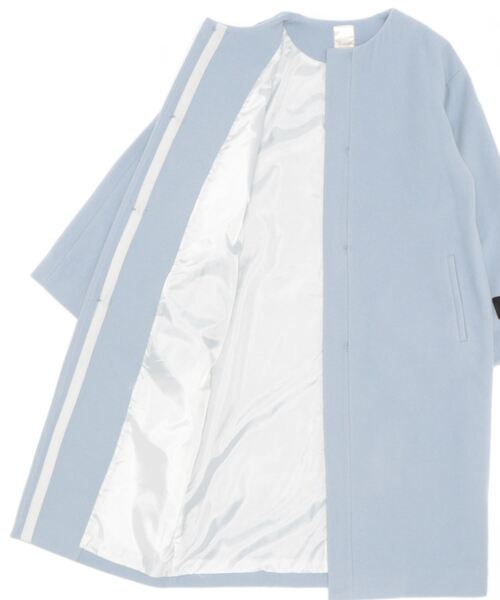 「Te chichi」 ノーカラーコート フリ- ブルー レディース_画像3