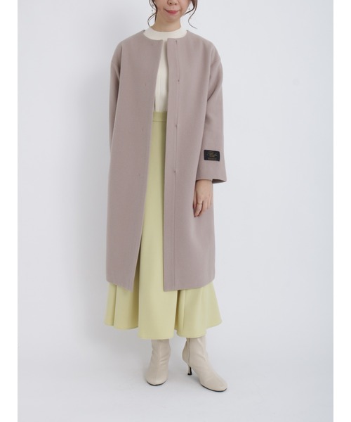 「Te chichi」 ノーカラーコート フリ- ブルー レディース_画像5