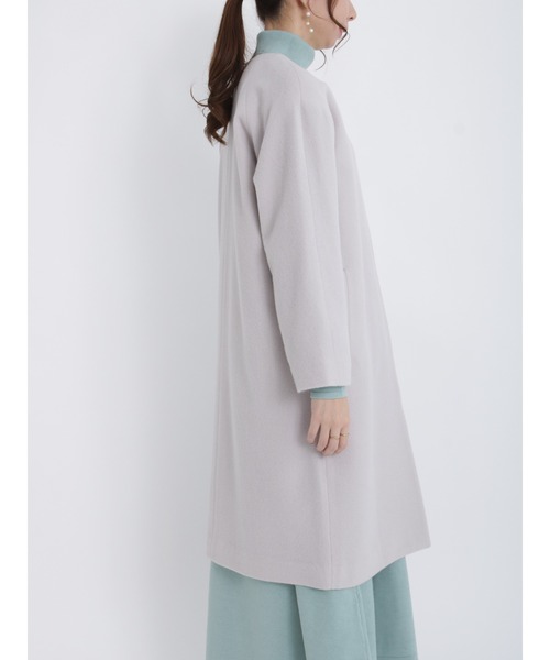 「Te chichi」 ノーカラーコート フリ- ブルー レディース_画像9