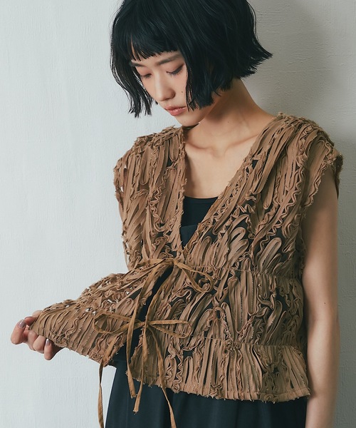 ベスト ジレ 刺繍レースシアーベスト レディース : ZOZOTOWN